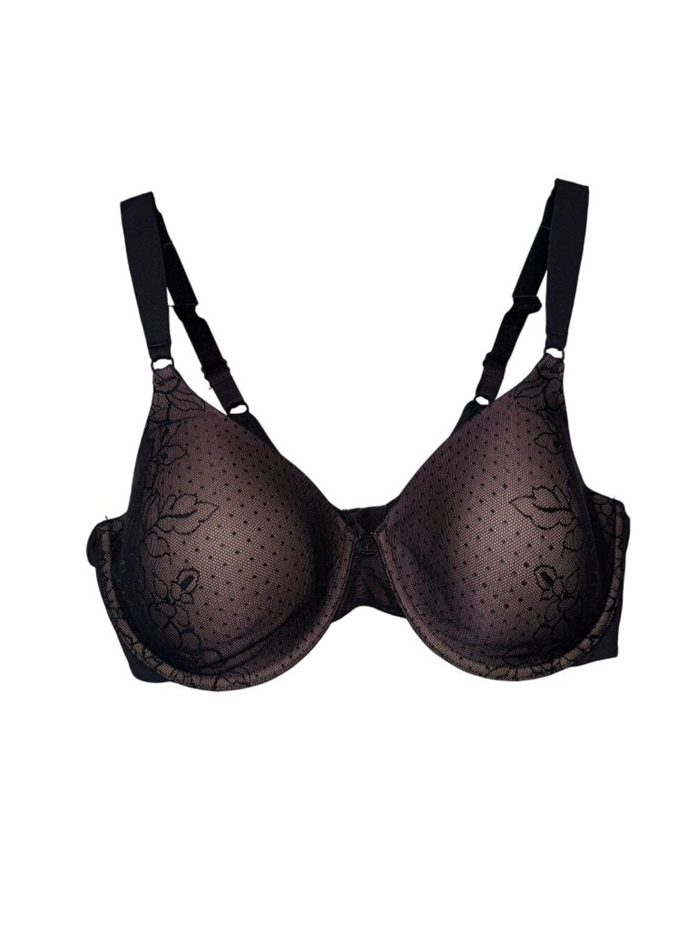 Olga Embroidered Lace Underwire Bra 42C In Black
